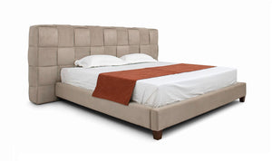 Eastern King McKamey Modern Beige Fabric Bed - Stylish Upholstered Design, No Box Spring Needed!