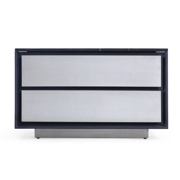 VIG Furniture Modrest Concord - Modern Grey Velvet + Black Marble + Black Ash + Aluminum Bedroom Set VGVC-BD2311-2301-SET