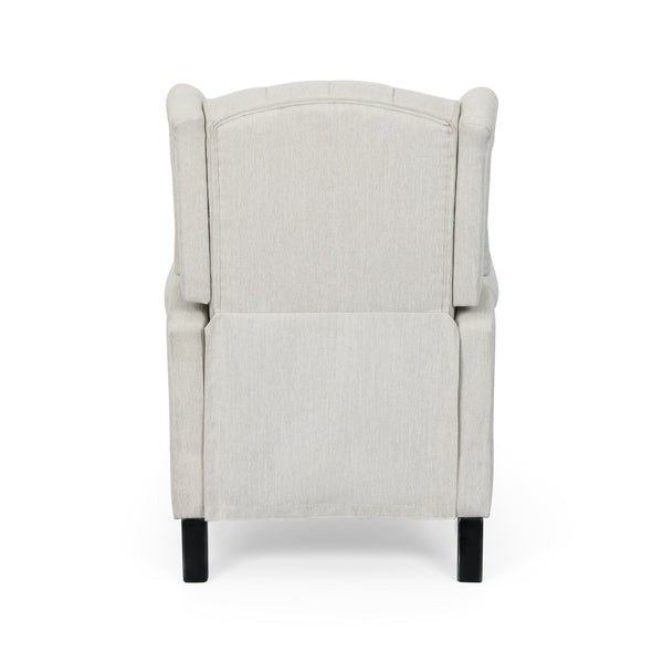 English Elm Christopher Knight Home® - Pushback Tufted Recliner Chair in Beige Fabric with Wingback Design, Birch Legs, Contemporary Comfort and Style 68629.00