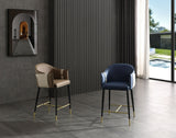 VIG Furniture Modrest Calderon - Modern Blue & Beige Vegan Leather Counter Chair VGVC-B065-BLUE