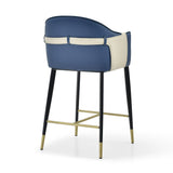 VIG Furniture Modrest Calderon - Modern Blue & Beige Vegan Leather Counter Chair VGVC-B065-BLUE