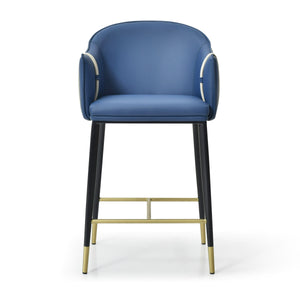 VIG Furniture Modrest Calderon - Modern Blue & Beige Vegan Leather Counter Chair VGVC-B065-BLUE