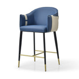 VIG Furniture Modrest Calderon - Modern Blue & Beige Vegan Leather Counter Chair VGVC-B065-BLUE