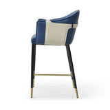 VIG Furniture Modrest Calderon - Modern Blue & Beige Vegan Leather Counter Chair VGVC-B065-BLUE