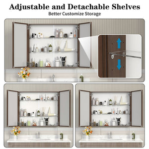 English Elm 32*28medicine Cabinet Aluminum Wall Mount Mirrored Storage with Adjustable Bathroom Shelves W708P421793