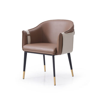 VIG Furniture Modrest Calderon - Modern Brown & Beige Vegan Leather Dining Chair VGVCB065-BRN-DC