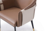 VIG Furniture Modrest Calderon - Modern Brown & Beige Vegan Leather Dining Chair VGVCB065-BRN-DC