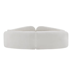 English Elm Curved Four Seat Chenille Sofa with Removable Backrest for Retro Apartment Living White W3612S00043