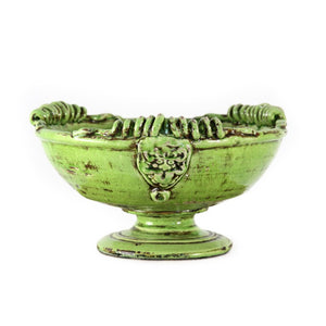 Zentique Distressed Green Vase with Aged Glaze and Organic Silhouette—Handcrafted Ceramic Accent for Home Decor W15 x H8.5 x D15 8158 Green
