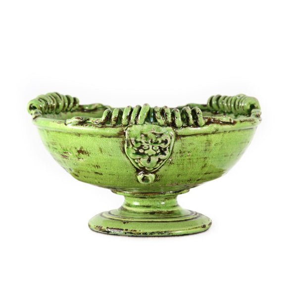 Zentique Distressed Green Vase with Aged Glaze and Organic Silhouette—Handcrafted Ceramic Accent for Home Decor W15 x H8.5 x D15 8158 Green