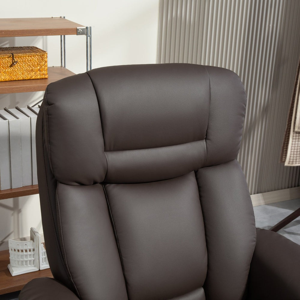 English Elm Swivel Recliner and Ottoman Set Pu Leather Pocket Spring Lounge Chair for Living Room T3971P405867