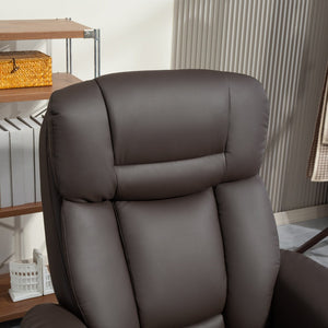 English Elm Swivel Recliner and Ottoman Set Pu Leather Pocket Spring Lounge Chair for Living Room T3971P405867