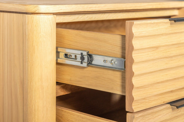 VIG Furniture Seattle Modern Natural Oak Nightstand — 2-Drawer Fully Assembled Wood Bedside With Black Pulls, Durable Glides VGWD-SEA-BST02