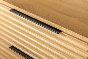 VIG Furniture Seattle Modern Natural Oak Nightstand — 2-Drawer Fully Assembled Wood Bedside With Black Pulls, Durable Glides VGWD-SEA-BST02