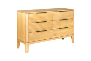 VIG Furniture Seattle Natural Oak Dresser With 6 Drawers, Solid+Engineered Wood, Black Metal Handles, Assembled VGWD-SEA-DR06