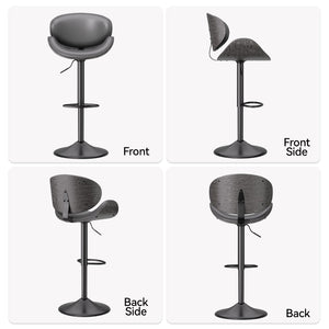English Elm Swivel Bar Stools Set Of 2 - Adjustable Height, 360° Swivel, Grey Pu Leather Comfort For Kitchen T3950P394490-GIGA
