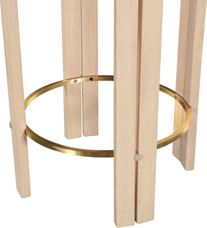 Meridian Furniture Harrison Vegan Leather Counter Stool with Walnut Legs and Brushed Brass Footrest for Kitchen Black Style B 815Black-C
