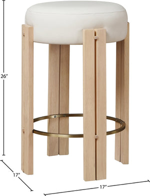 Meridian Furniture Harrison Vegan Leather Counter Stool with Walnut Legs and Brushed Brass Footrest for Kitchen Cream Style B 815Cream-C