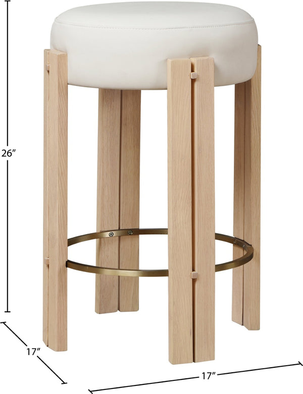 Meridian Furniture Harrison Vegan Leather Counter Stool with Walnut Legs and Brushed Brass Footrest for Kitchen Cream Style B 815Cream-C