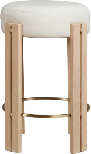 Meridian Furniture Harrison Vegan Leather Counter Stool with Walnut Legs and Brushed Brass Footrest for Kitchen Cream Style B 815Cream-C