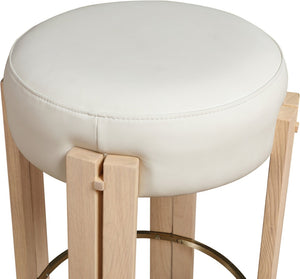 Meridian Furniture Harrison Vegan Leather Counter Stool with Walnut Legs and Brushed Brass Footrest for Kitchen Cream Style B 815Cream-C