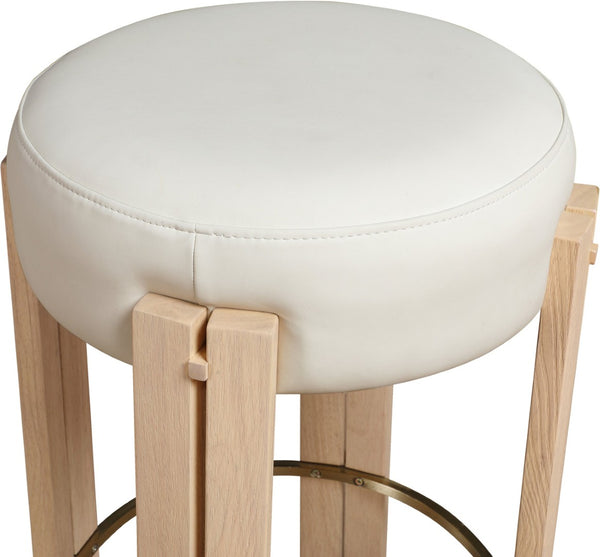 Meridian Furniture Harrison Vegan Leather Counter Stool with Walnut Legs and Brushed Brass Footrest for Kitchen Cream Style B 815Cream-C