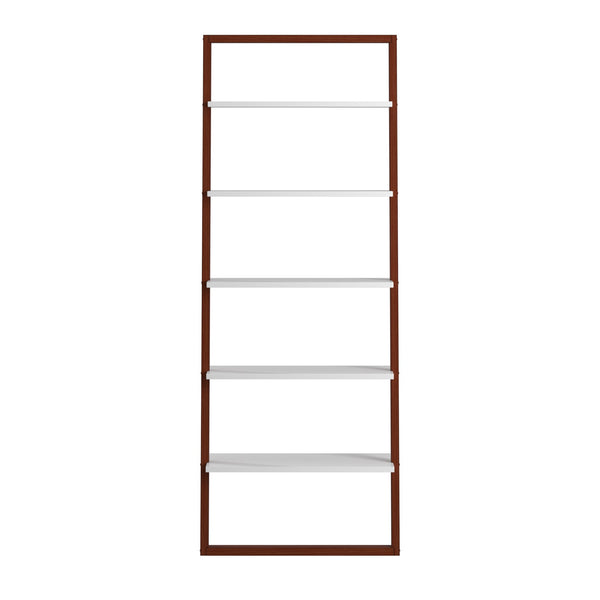 Homelegance Oliver 28 Inch Wide Open Shelf Bookcase with Metal Frame for Modern Living Room Storage Brown 815ES-12WH