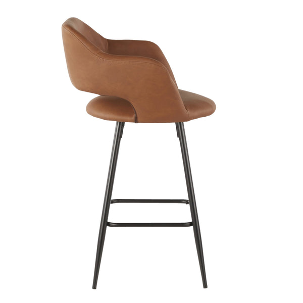 English Elm Margarite Modern Counter Stools Set Of 2 In Black Metal & Brown Faux Leather For Stylish Comfort B202P222354