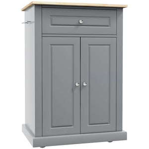 English Elm HOMCOM Rolling Kitchen Island Cart with Drawer, Adjustable Shelf, 2 Towel Racks & Wheels – Grey W2225P229114