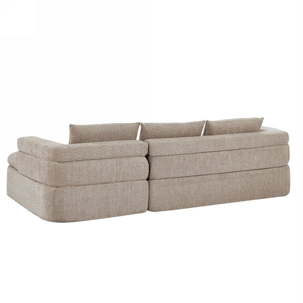 English Elm 106" L-shaped Sectional Sofa Modular Chaise Lounge Neutral Fabric Living Room Almond N771P396321V_N771P396322V