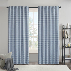 English Elm 1Pc Cozy Plaid Curtain Panel 50X95" With Fleece Lining For Stylish Insulation And Light Control B035P341194