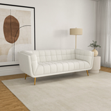 English Elm Ashcroft Furniture - Addison Sofa (Large - Beige Boucle With Metal Feet)