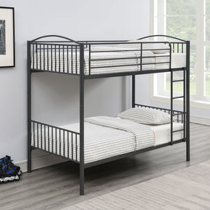 English Elm Anson Gunmetal Twin Over Twin Bunk Bed with Sturdy Steel Slats, Durable Metal Frame, Sleek Industrial Style B062P344917