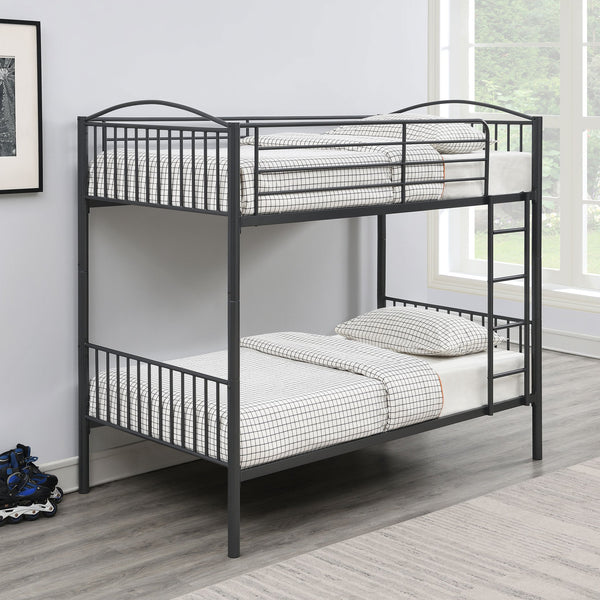 English Elm Anson Gunmetal Twin Over Twin Bunk Bed with Sturdy Steel Slats, Durable Metal Frame, Sleek Industrial Style B062P344917