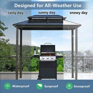 English Elm Outdoor Grill Gazebo 8X5Ft - Stylish Hardtop Bbq Shelter With Uv Protection, Storage Hooks & More! W765P269609-GIGA