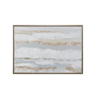 Madison Park Strato Modern/Contemporary Gold Foil and Hand Embellished Abstract Framed Canvas Wall Art MP95C-0143 Natural