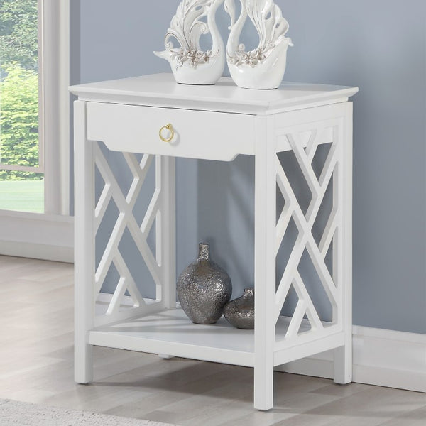 Comfort Pointe Thomas White Chippendale-style Nightstand White