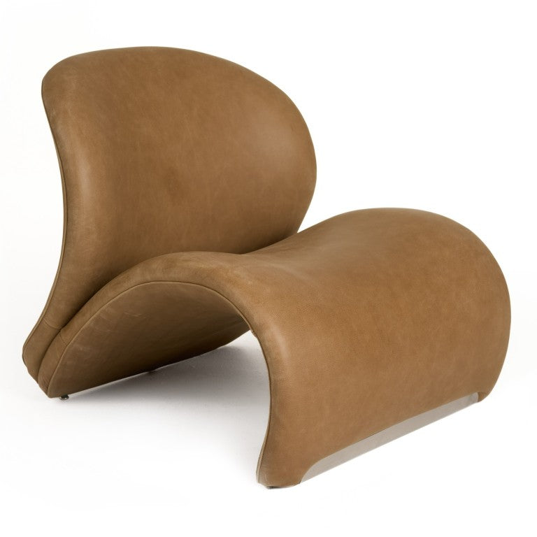 VIG Furniture Donovan Full-Grain Brown Leather Accent Chair With Stainless Steel Trim, Solid Ash Frame, No Assembly (98) VGOD+ZW-21106-BRN