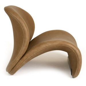 VIG Furniture Donovan Full-Grain Brown Leather Accent Chair With Stainless Steel Trim, Solid Ash Frame, No Assembly (98) VGOD+ZW-21106-BRN