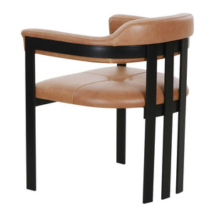 VIG Furniture Hazen Camel Leather Dining Chair With Black Iron Frame, Padded Seat, Slatted Back, No Assembly Needed VGOD-ZW-23151-CML