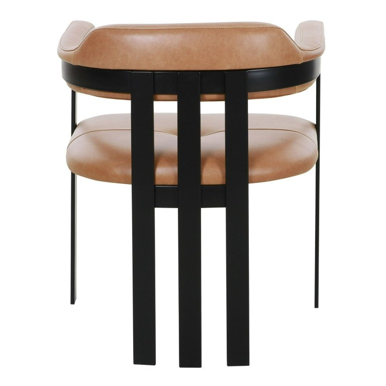 VIG Furniture Hazen Camel Leather Dining Chair With Black Iron Frame, Padded Seat, Slatted Back, No Assembly Needed VGOD-ZW-23151-CML