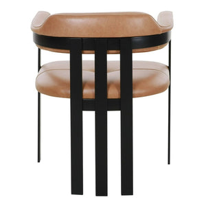 VIG Furniture Hazen Camel Leather Dining Chair With Black Iron Frame, Padded Seat, Slatted Back, No Assembly Needed VGOD-ZW-23151-CML
