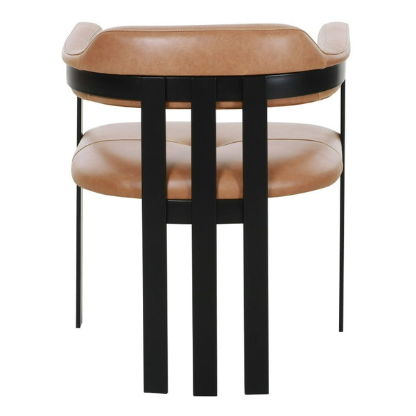 VIG Furniture Hazen Camel Leather Dining Chair With Black Iron Frame, Padded Seat, Slatted Back, No Assembly Needed VGOD-ZW-23151-CML
