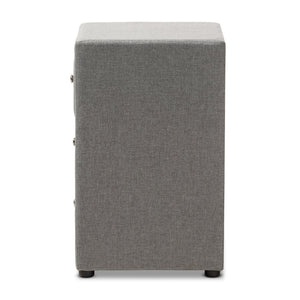Baxton Studio Baxton Studio Tessa Modern Upholstered Nightstand with 3 Drawers for Stylish Bedroom Storage Solutions Grey BBT3138-Grey-NS