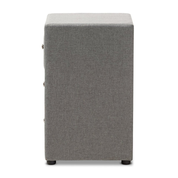 Baxton Studio Baxton Studio Tessa Modern Upholstered Nightstand with 3 Drawers for Stylish Bedroom Storage Solutions Grey BBT3138-Grey-NS