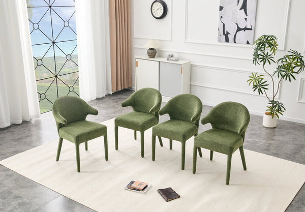 English Elm Modern Chenille Linen Accent Chair Sculptural Hollow Back Swivel Seat for Dining Vanity Green W3493P456222
