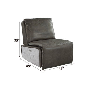 English Elm Metier Gray Top Grain Leather Power Motion Recliner with Aluminum Frame, Foam Comfort, 220 lb Capacity B2726P280176