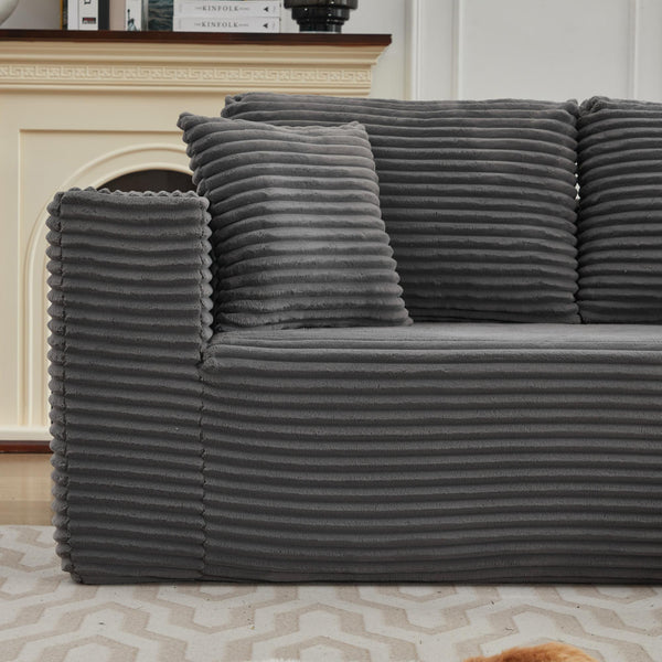 English Elm Modular Corduroy Sectional Sofa Left Long Seat SF502AGY — Plush L-Shaped, No Assembly, Space-Saving Comfort W1143P313191