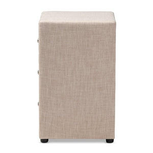 Baxton Studio Baxton Studio Tessa Modern Upholstered Nightstand with 3 Drawers for Stylish Bedroom Storage Solutions Beige BBT3138-Beige-NS