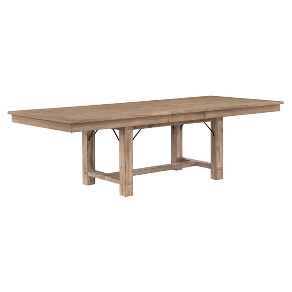 English Elm Light Oak Acacia Veneer Extendable Dining Table Seats 8 with Self Storing Leaf B011P284418